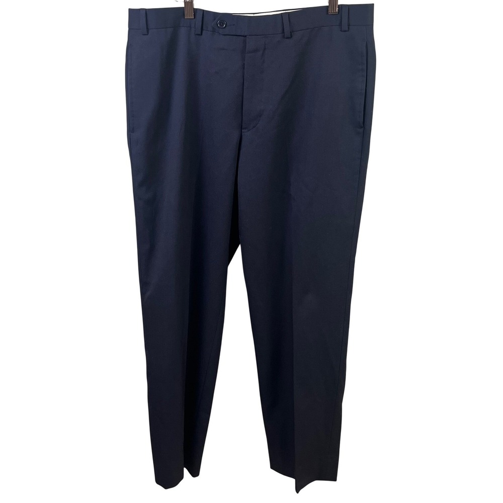 346 Brooks Brothers Madison Wool Flat Front Navy Blue Dress Pants 36x30 (35x29)